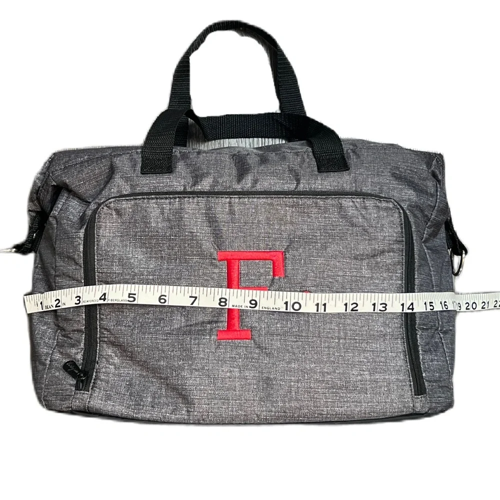 Thirty-One Gray Embroidered Letter “F” Large Soft plastic lined bag